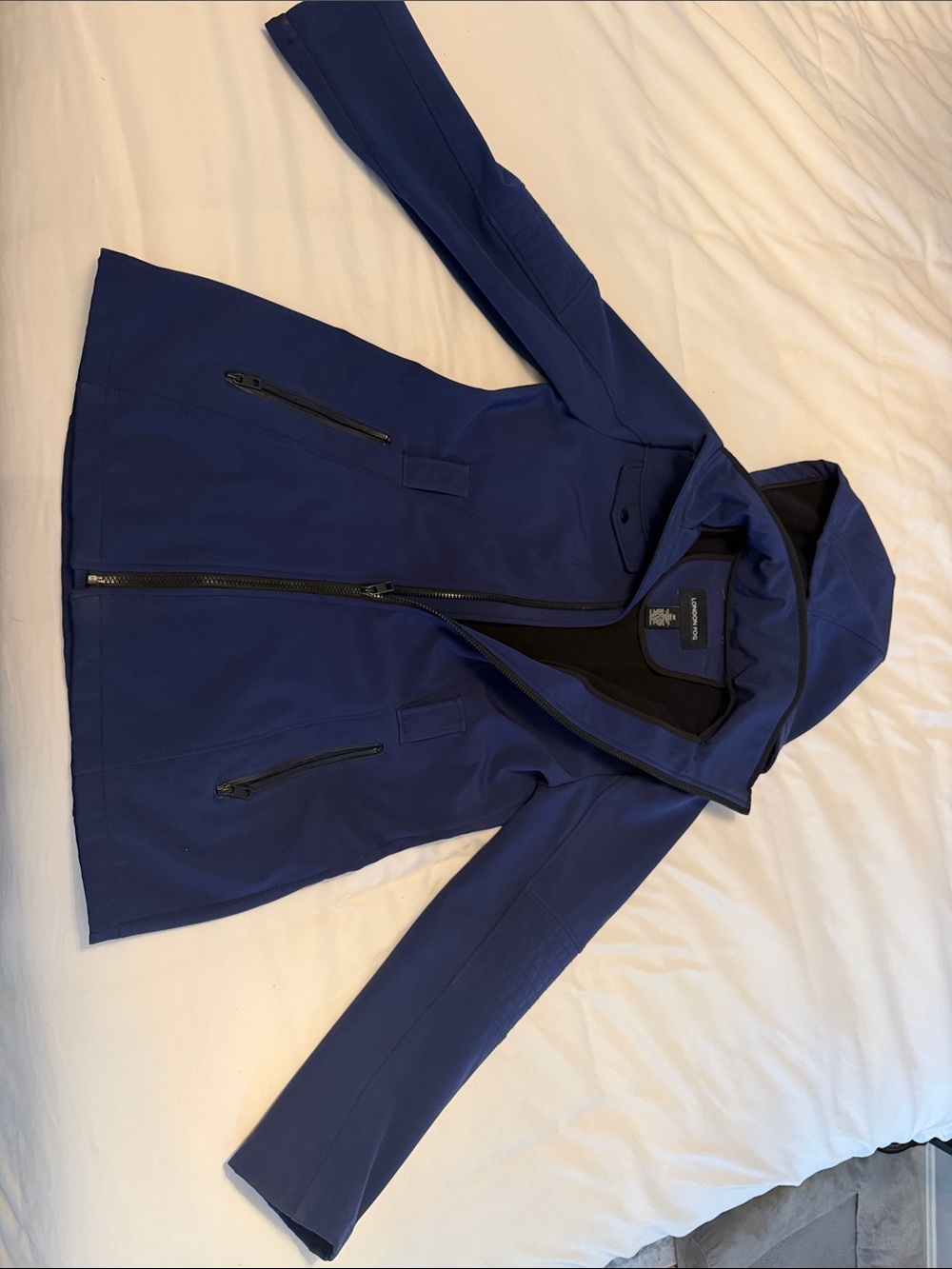 London Fog Women's Royal Blue Hooded Utility Jacket